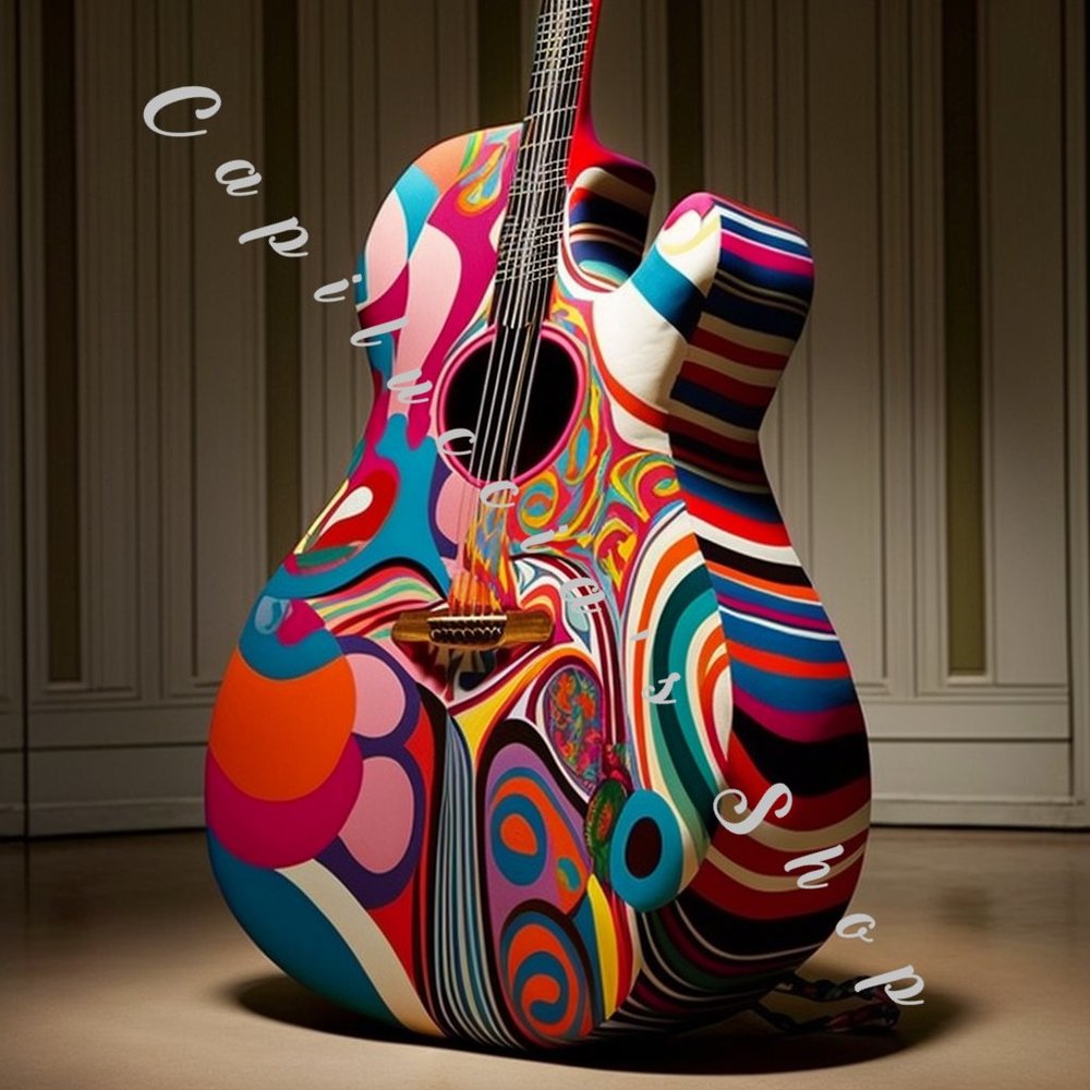 Multi color funky guitar poster